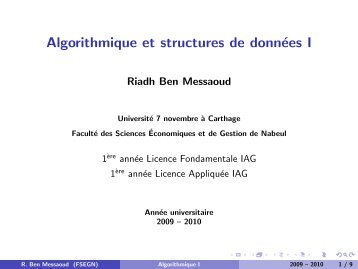 Algorithmique et structures de données I