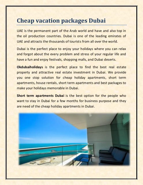 Cheap vacation packages Dubai