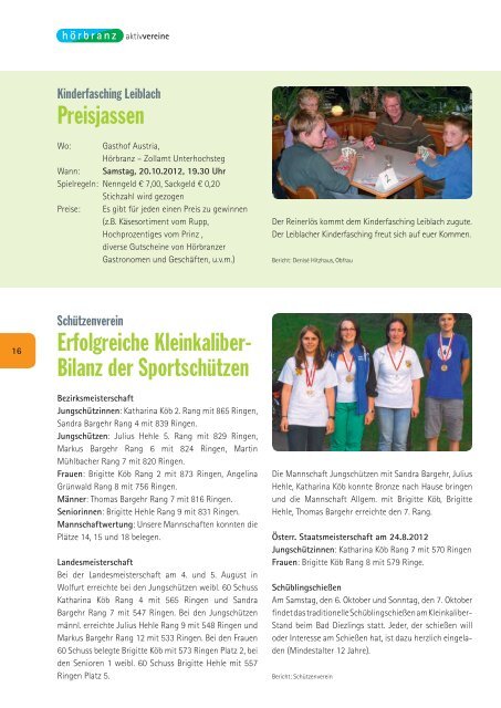 Hörbranz aktiv - Oktober 2012 - Kinderfasching Leiblach