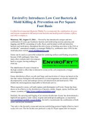 EnviroFry Introduces Low Cost Bacteria & Mold Killing & Prevention on Per Square Foot Basis