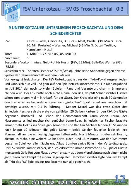 Hütt'n Heftla 2014/15 Ausgabe 1