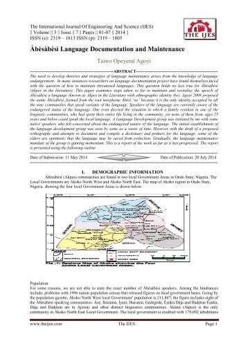 Àbèsàbèsì Language Documentation and Maintenance