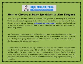 How to Choose a Bone Specialist in Abu Shagara