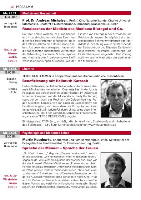 Urania Berlin e.V.- Programm September und Oktober 2014