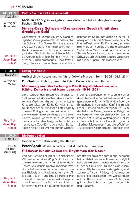 Urania Berlin e.V.- Programm September und Oktober 2014