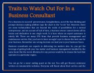 Traits to Watch Out For In a Business Consultant