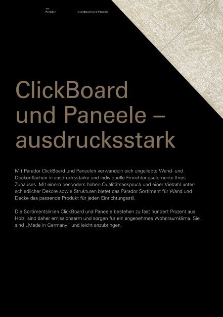 Parador - Clickboard und Paneele