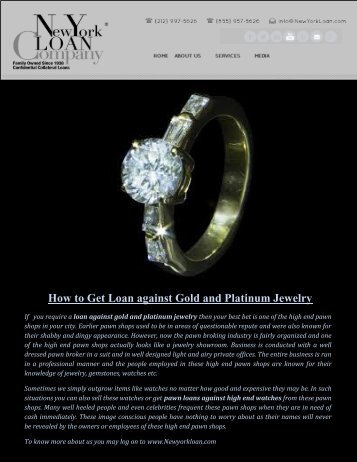 Loan against Gold and Platinum Jewelry