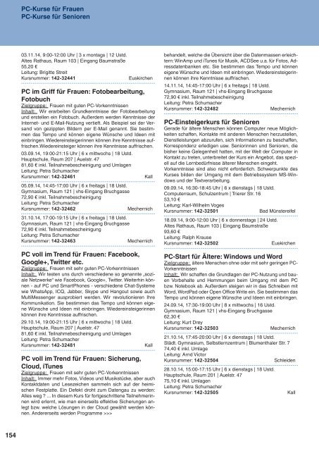 Programm 2. Semester vhs Kreis Euskirchen