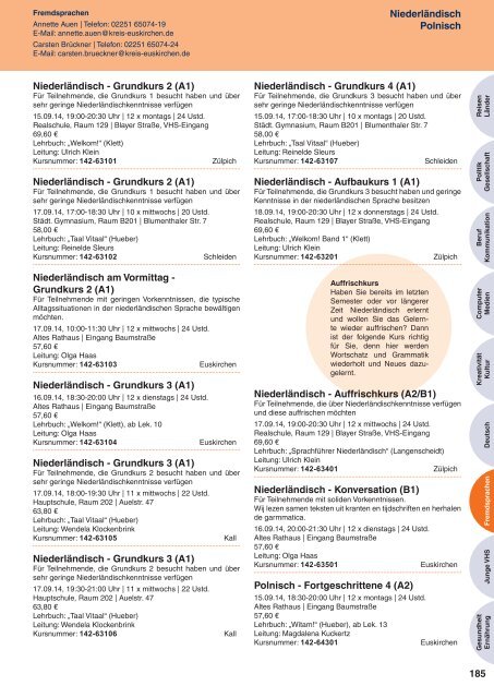 Programm 2. Semester vhs Kreis Euskirchen