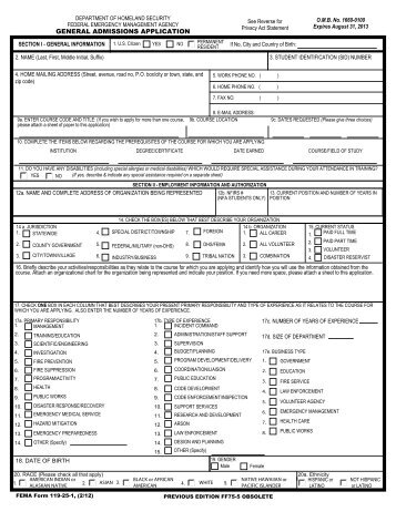 General Admissions Application: 119-25-1 - Emergency ...