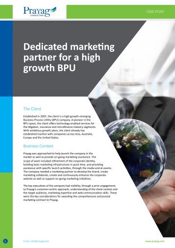 Dedicated marketing partner for a high growth BPU