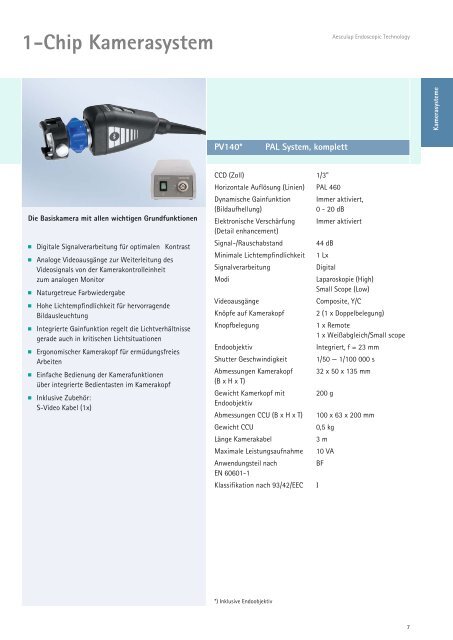 Aesculap® Geräte und Optiken - Aesculap Endoscopic Technology