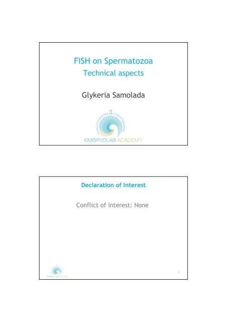 WORKSHOP BOOK Fluorescent in Situ Hybridisation - FISH - on Human Sperm