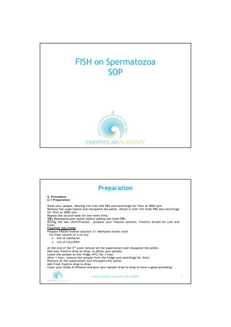 WORKSHOP BOOK Fluorescent in Situ Hybridisation - FISH - on Human Sperm