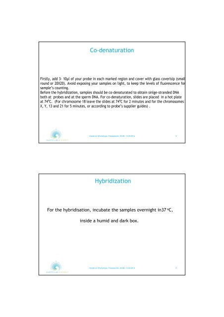 WORKSHOP BOOK Fluorescent in Situ Hybridisation - FISH - on Human Sperm