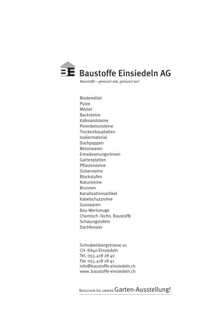 Preisliste 2012 - Baustoffe Einsiedeln AG