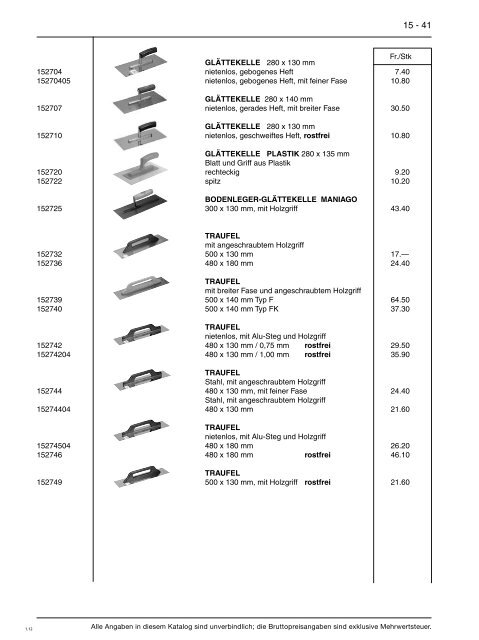 Preisliste 2012 - Baustoffe Einsiedeln AG