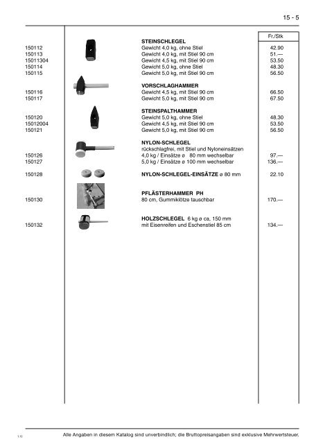 Preisliste 2012 - Baustoffe Einsiedeln AG