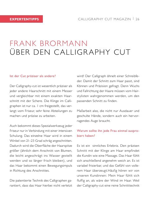Calligraphy cut Magazin