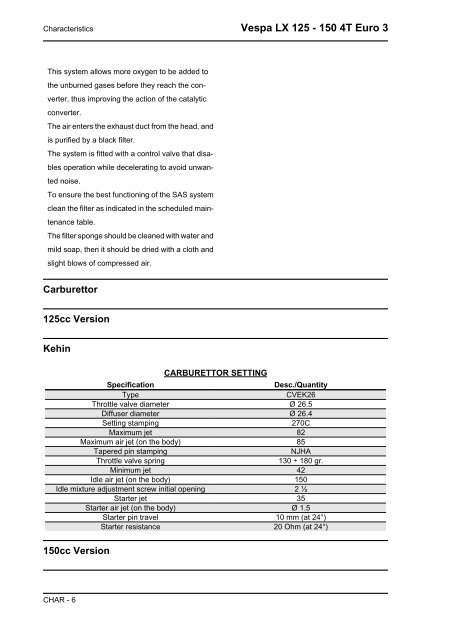 SERVICE STATION MANUAL Vespa LX 125 - 150 4T Euro 3