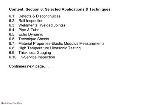 Section 6: Selected Applications & Techniques