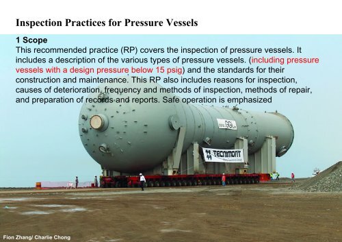 Inspection Practices for Pressure Vessels