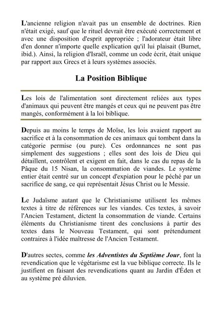 QUE DIT LA BIBLE DU VEGETARISME ?