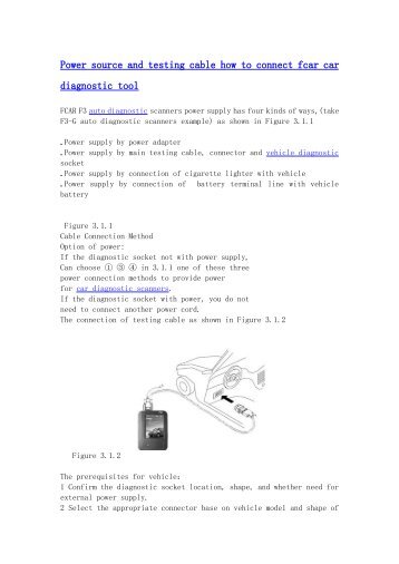 Power source and testing cable how to connect fcar car diagnostic tool