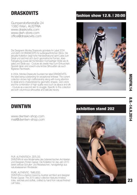 MQ VIENNA FASHION WEEK.14 MAGAZINE