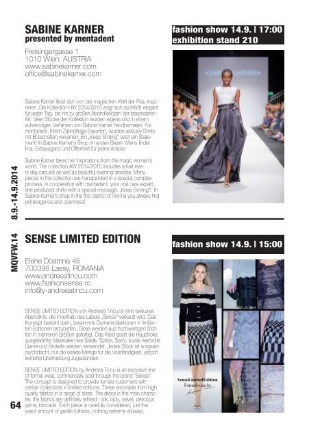 MQ VIENNA FASHION WEEK.14 MAGAZINE