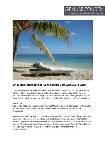 Ein kleiner Hotelführer für Mauritius von Genuss Touren