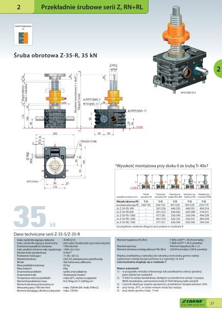 Przekładnie śrubowe | ZIMM Catalogue XII 1.1 - PL