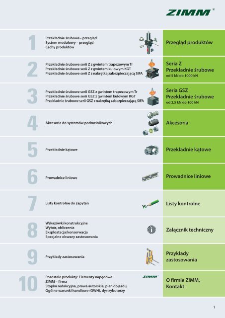 Przekładnie śrubowe | ZIMM Catalogue XII 1.1 - PL