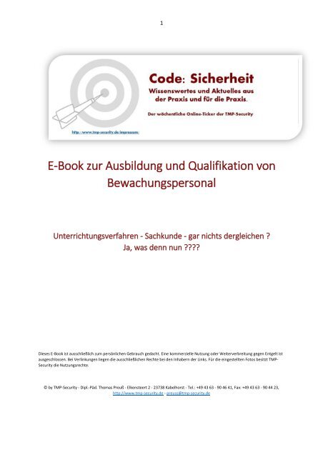 E-Book zur Ausbildung und Qualifikation von Bewachungspersonal