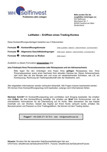 Deutsches Konto für Forex bei Wh Selfinvest