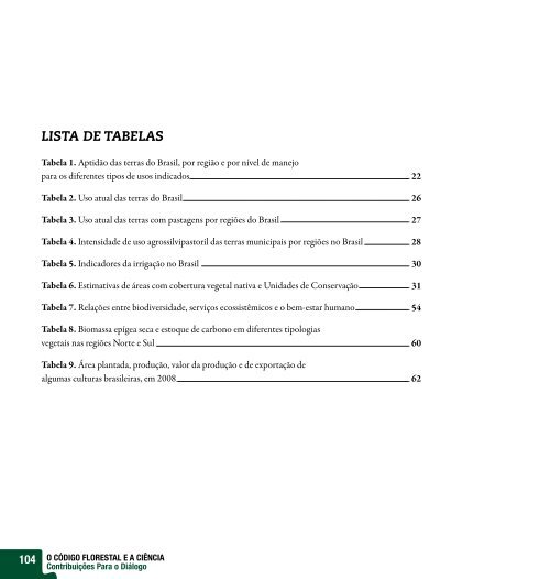 O CÓDIGO FLORESTAL E A CIÊNCIA Contribuições Para o Diálogo