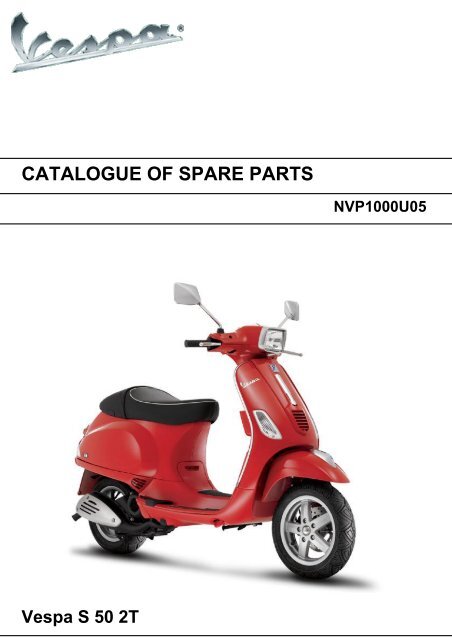 CATALOGUE OF SPARE PARTS VESPA S 50 2T