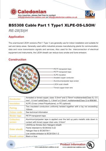 BS5308 Cable Part 1 Type1 XLPE-OS-LSOH/