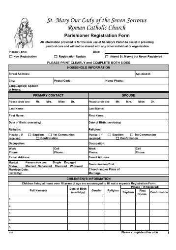 Click here for PDF version of our registration form - St Mary's Church