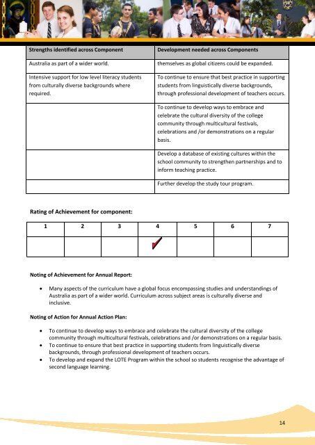 School Renewal Action Plan - St Thomas More College