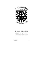 VET Student Handbook - St Thomas More College