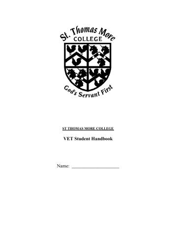 VET Student Handbook - St Thomas More College