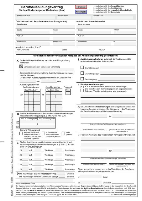 Berufsausbildungsvertrag Erwerbsgartenbau - Bayerisches ...