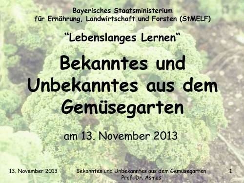 Bekanntes und Unbekanntes aus dem Gemüsegarten - Bayerisches ...