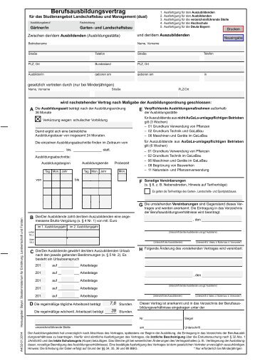 Berufsausbildungsvertrag Garten- und Landschaftsbau