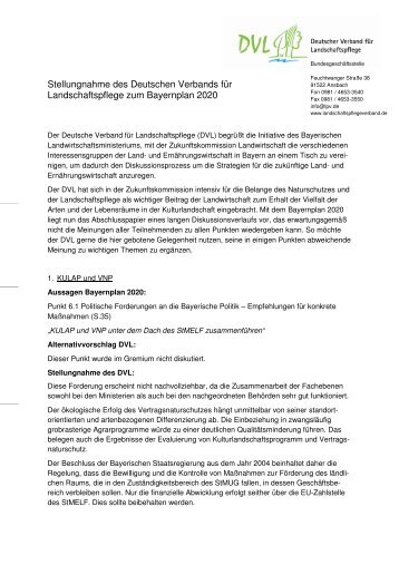 Position des Deutschen Verband fÃ¼r Landschaftspflege - Bayern