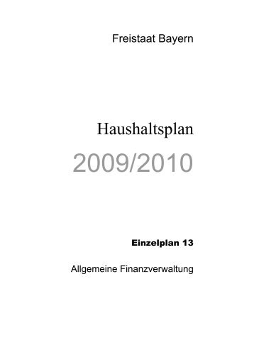 Einzelplan 13 - Bayerisches Staatsministerium der Finanzen - Bayern