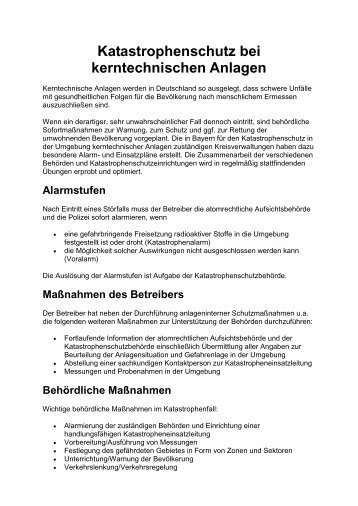 Katastrophenschutz bei kerntechnischen Anlagen - Bayern