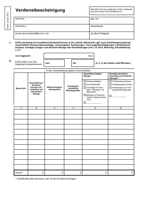 Http Www Stmi Bayern De Service Formulare Verdienstbescheinigung